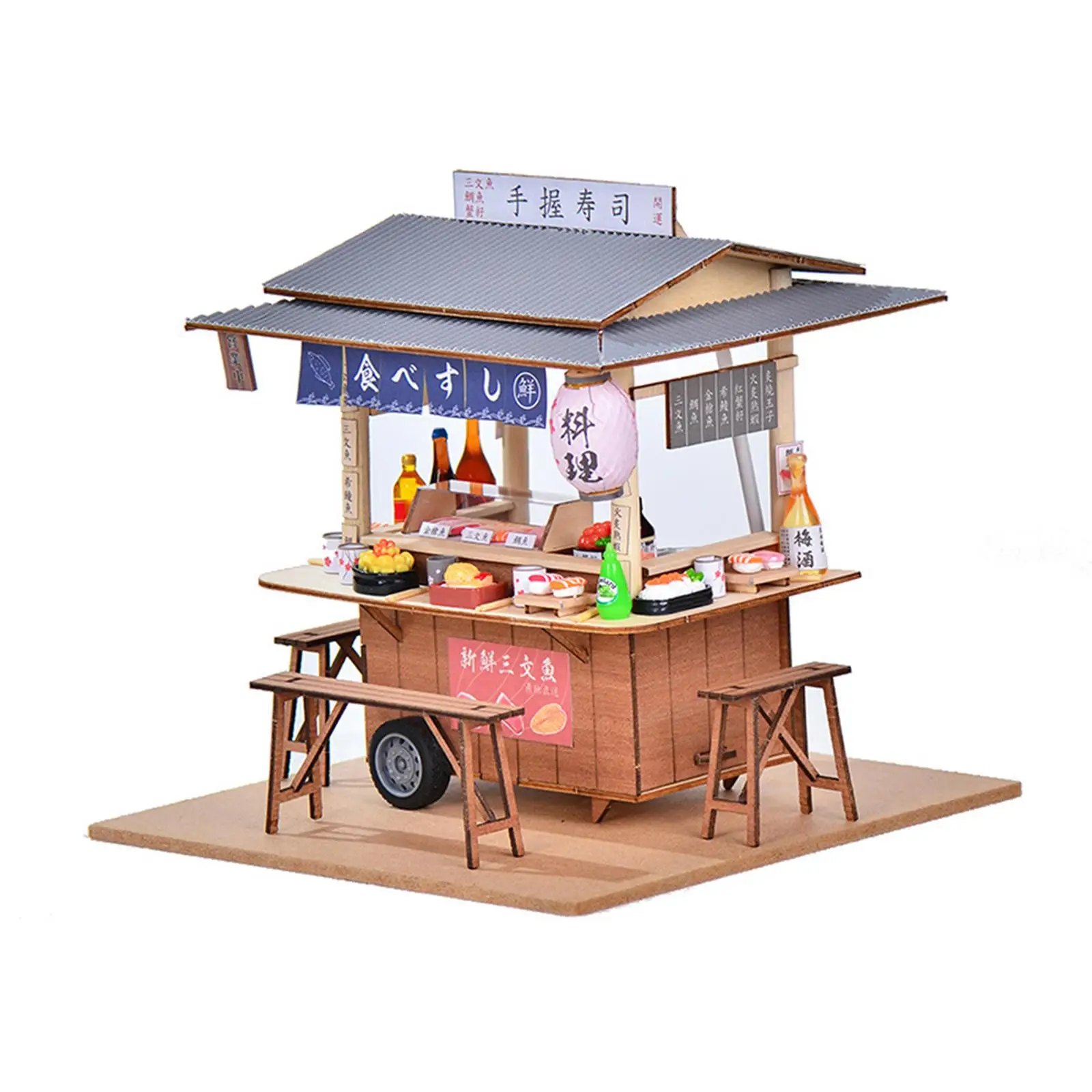 DIY Miniature Dollhouse Kit, Madeira, Design Novidade, Mini Sushi Shop