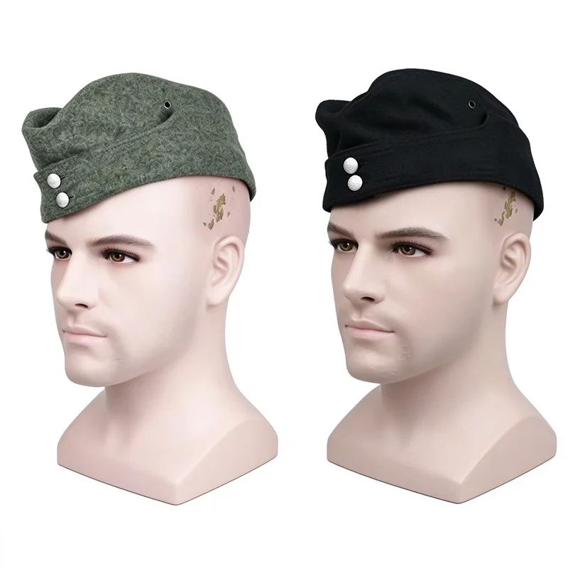 Reproduction Cosplay German WH M42 Fieldgrey Field Gray Wool and Panzer EM/NCO'S Black Wool Overseas Cap Nordland 1944