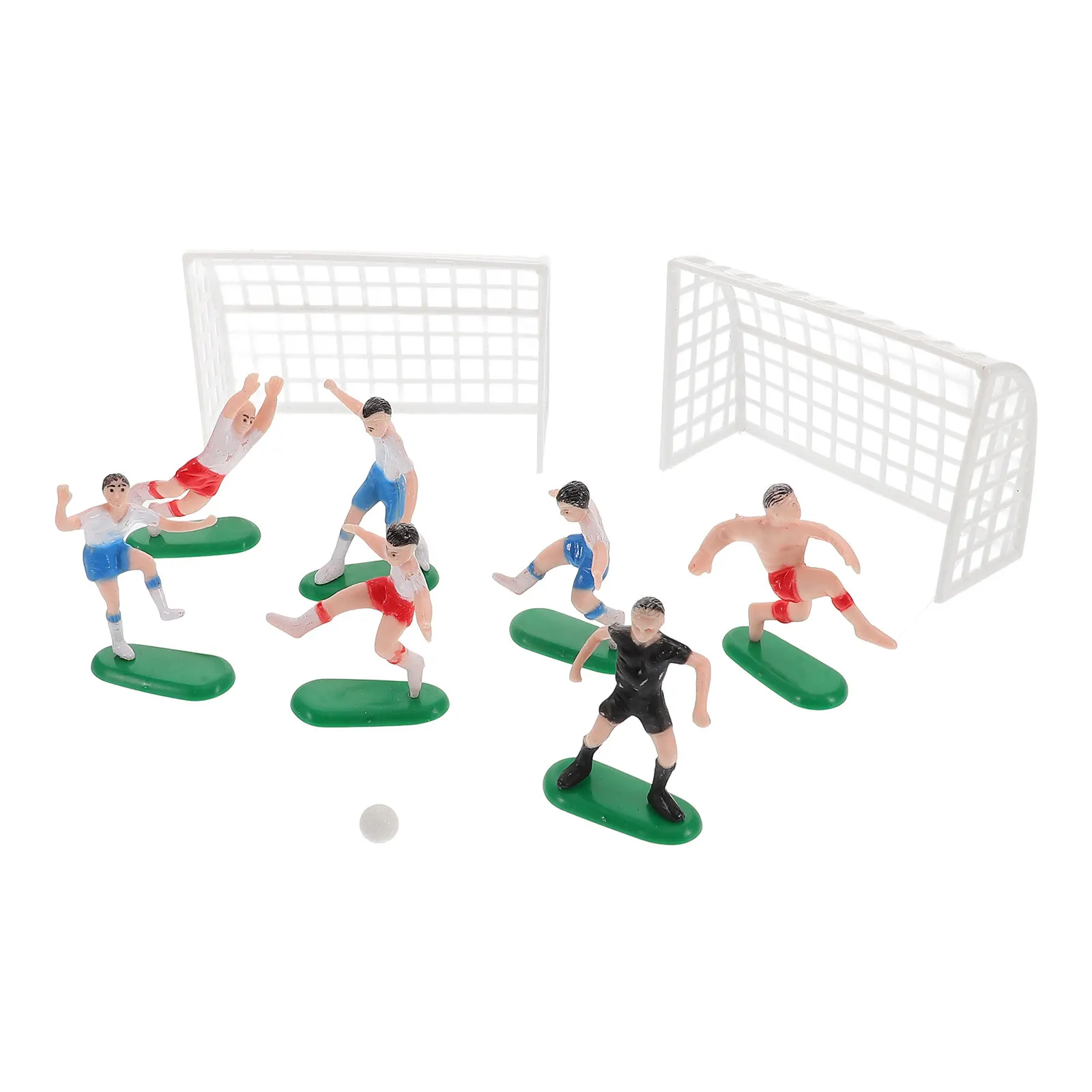 

1Set Soccer Birthday Decorations Football Players Goal Miniatures for Cake Topper Cupcake Decoration Sports Theme Table Display
