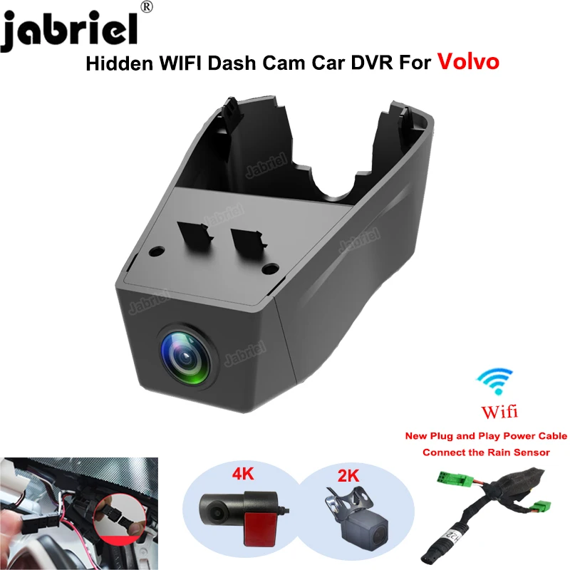 Dash Cam Front Rear Camera DVR 2K 4K 2160P Wifi Plug and Play Video Recorder for 2022 2023 2024 Volvo XC90 B5 B6 Car DVR DashCam