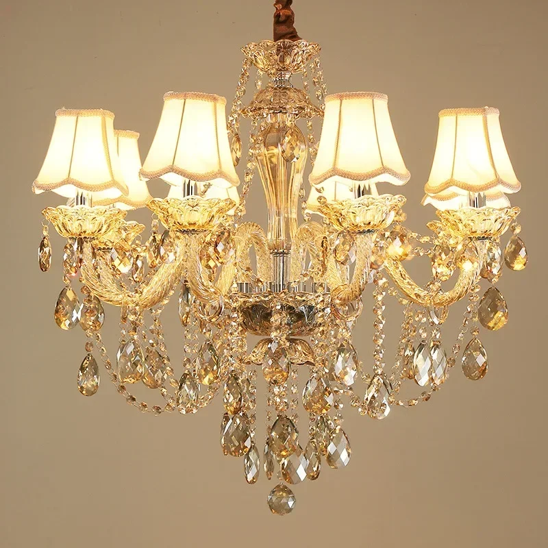 European Style Living Room Crystal Chandelier Simple Modern Bedroom Dining Room Chandelier Home Hotel Villa Duplex Hall Light