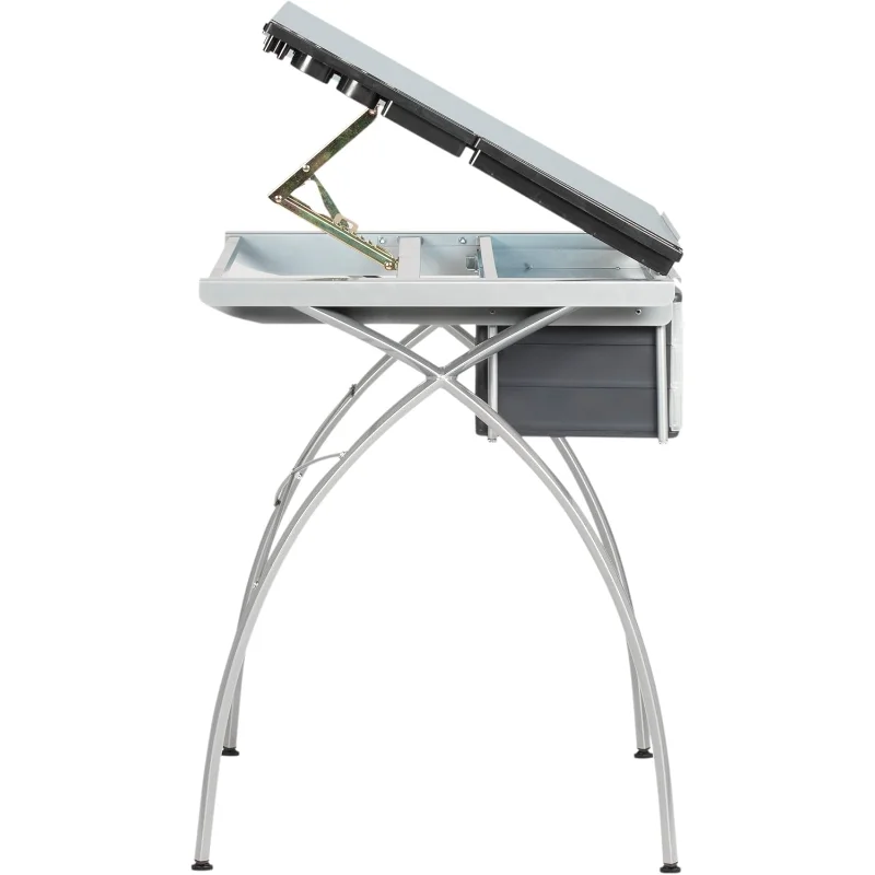 Futura Crafting, Drafting, Drawing Adjustable Top Hobby Table Writing Studio Art Desk with Drawers, 38''W x 24