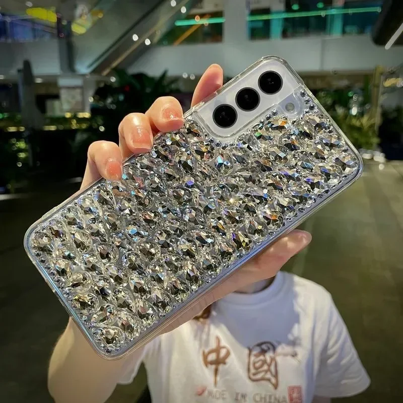 حافظة لهاتف سامسونج S25 S24 S23 S22 S21 S20 نوت 20 Ultra Plus FE غطاء خلفي كريستالي كامل باللون الأبيض Ca