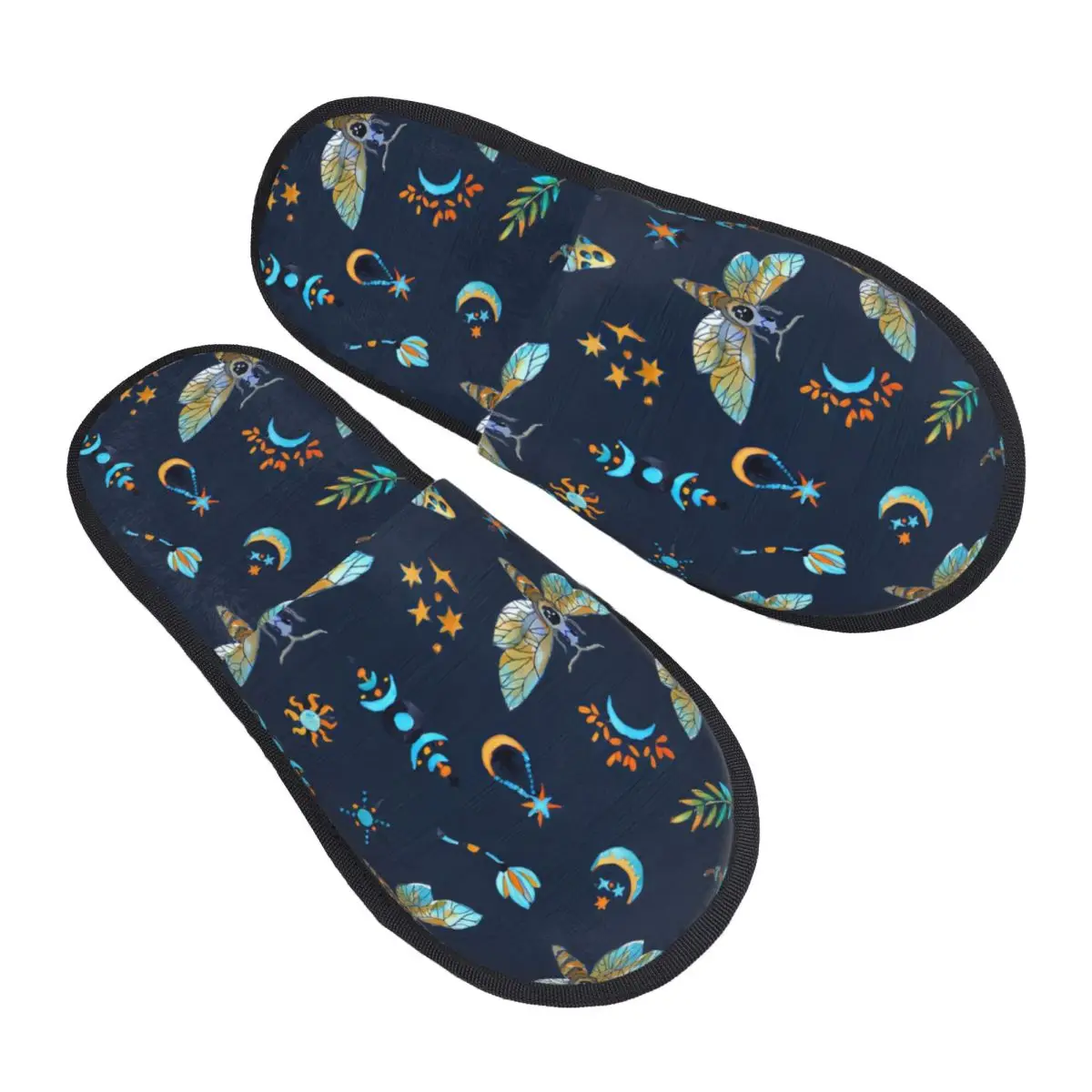 Plush Indoor Slippers Moth Butterfly And Magic Mystic Warm Soft Shoes Home Footwear Autumn Winter