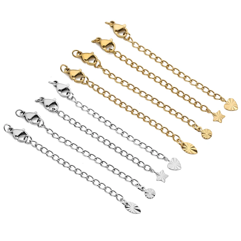 10pcs 스테인레스 스틸 확장 DIY 쥬얼리에 대 한 랍스터 걸쇠와 확장 된 꼬리 체인 팔찌 목걸이 커넥터 만들기
