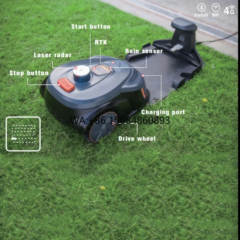 GPS Navigation Robotic Lawn Mower Automatic Cordless Grass Cutter Smart Boundary Setting for Large Garden