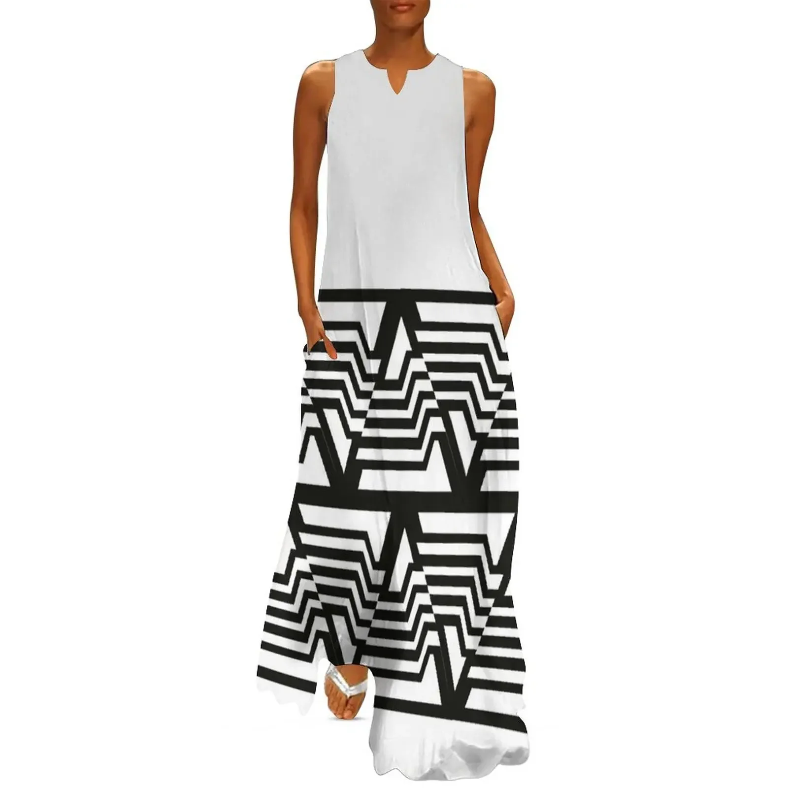 

Geometric black and white pattern nordic Long Dress Woman fashion prom dresses 2025 Dress