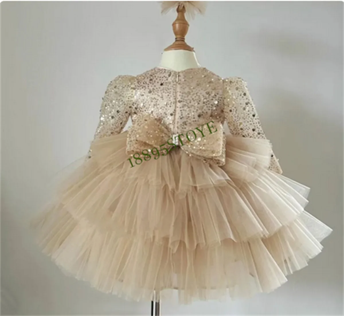 Girls Bridesmaid Dress For Wedding Sequin Tulle Ball Gown Girl Princess Dresses Elegant Birhtday Party Costumes