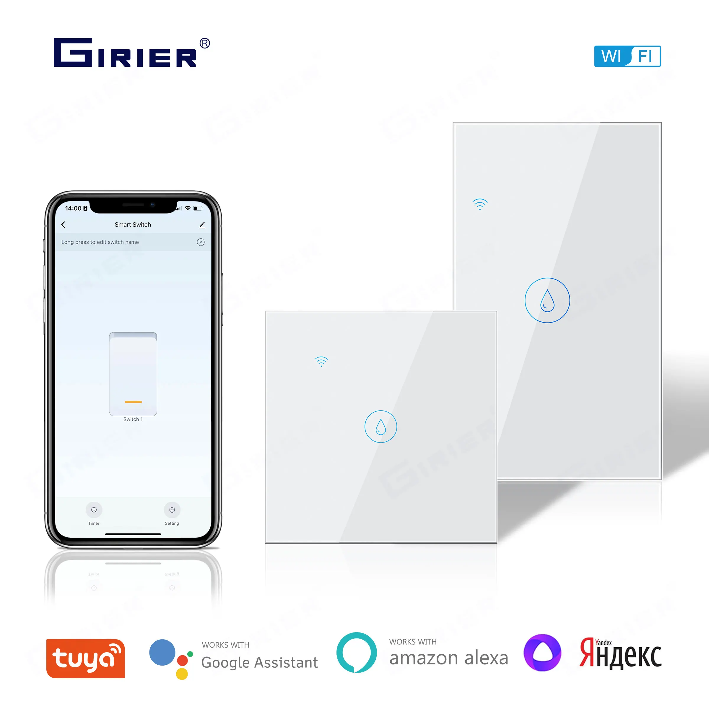 GIRIER-Tuya 스마트 온수기 스위치, 8000W Wifi 보일러 난방 스위치 40A, 스마트 홈, 알렉사 구글 홈 어시스턴트와 함께 작동