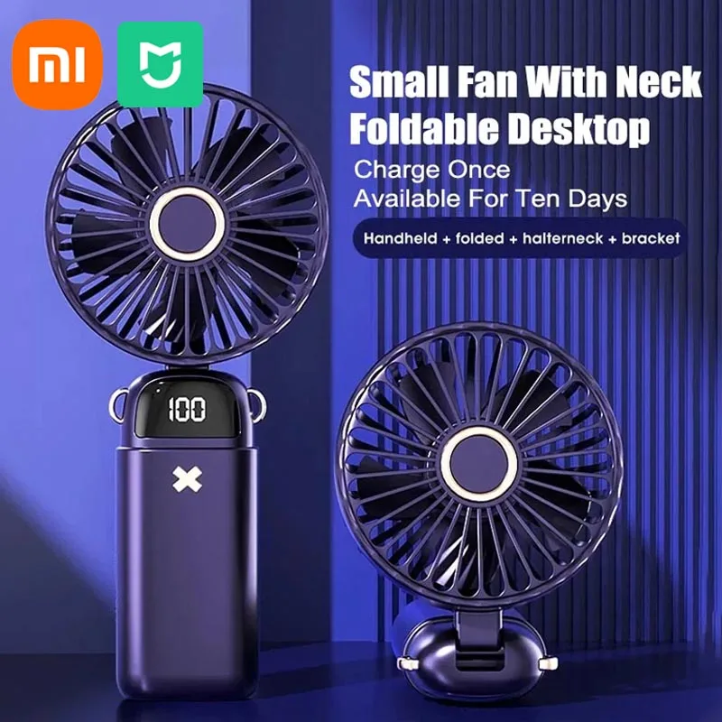 

Xiaomi MIJIA Handheld Small Fan Usb Portable Led Digital Display Silentoffice Deskstudent On Dormitory Charging Outdoor Fan Cool