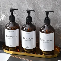 500ml Shampoo Body Wash Conditioner Dispenser Bottle Bathroom Waterproof Pre-Labeled Refillable Shampoo Bottle Soap Container