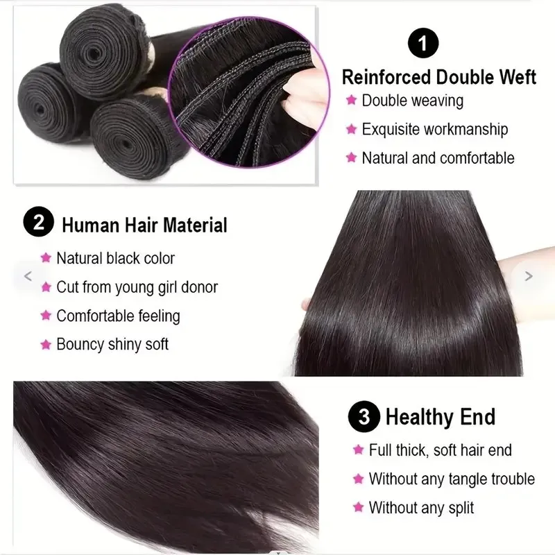 JTMMP 30 بوصة مستقيم 100% حزم الشعر البشري صفقة الشعر البشري البرازيلي 1 3 4 حزم وصلات شعر خام اللون الطبيعي