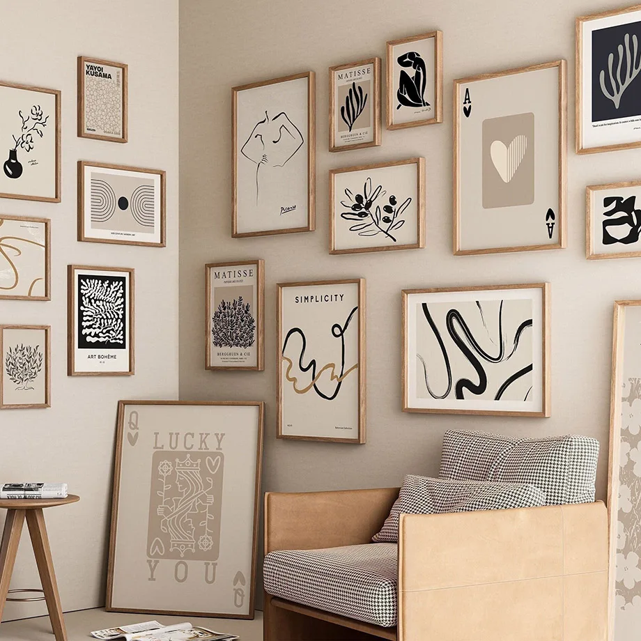 Pósteres Vintage Abstractos de Matisse, LIne, Yayoi Kusama, Lucky Queen, Impresión en Lienzo, Arte de Pared, Decoración Moderna para el Hogar