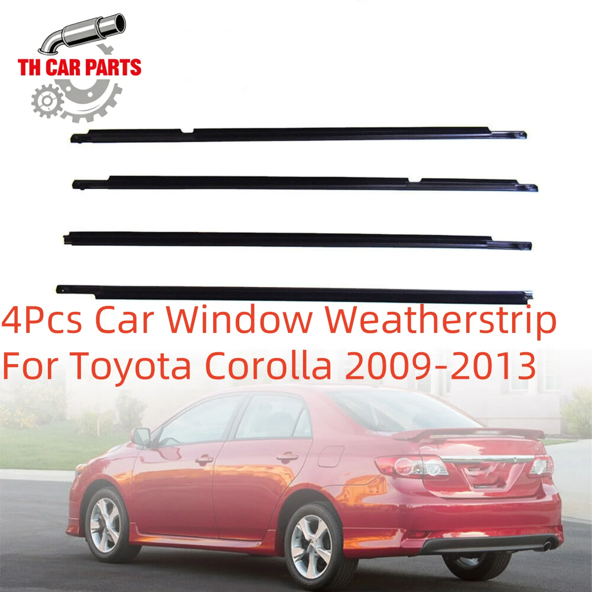

4Pcs Car Window Weatherstrip For Toyota Corolla 2009-2013 Car Weatherstrip Window Moulding Trim