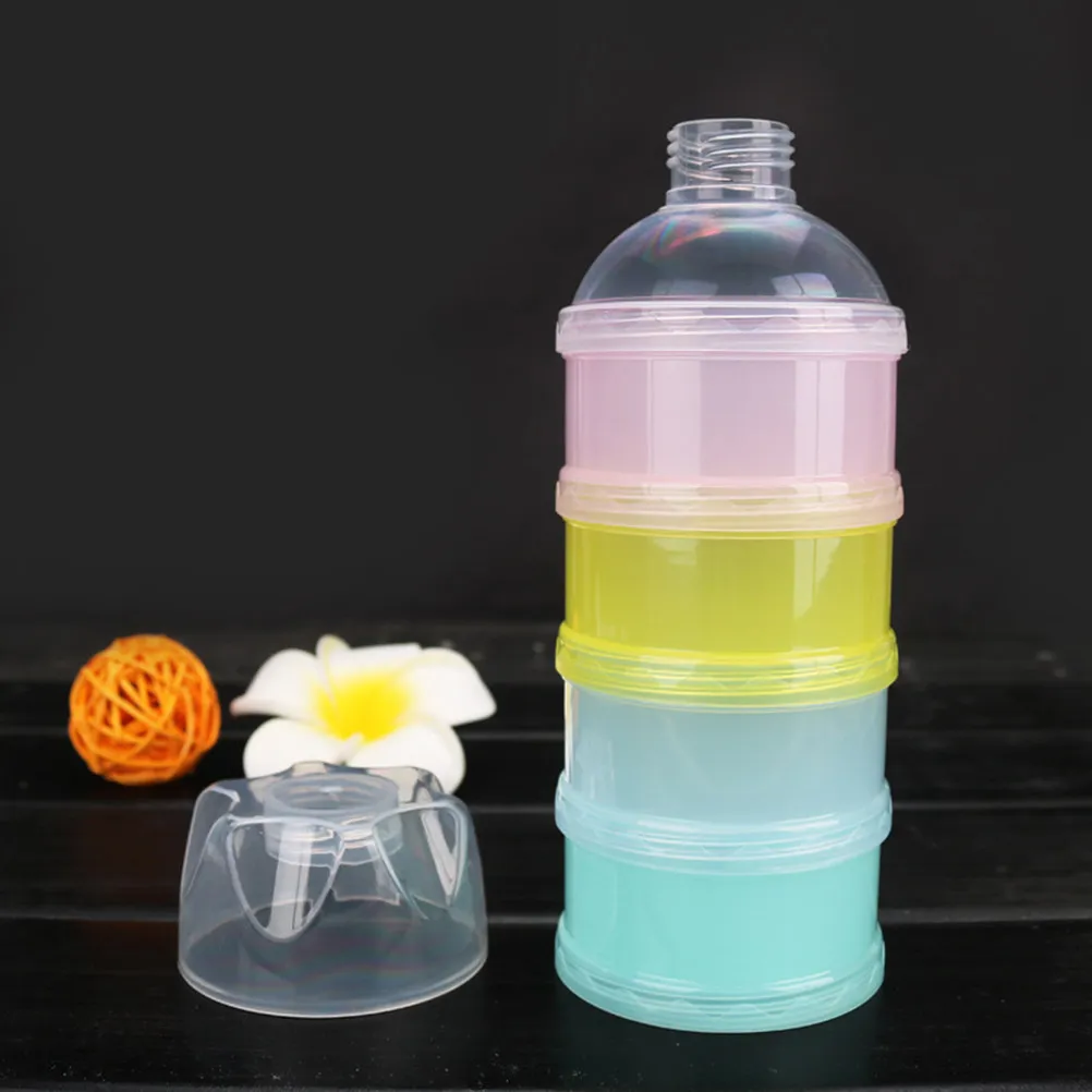 

4-Layer Milk Powder Dispenser Stackable Formula Container with Easy Pour Spout Leak Proof for Baby Snacks Feeding