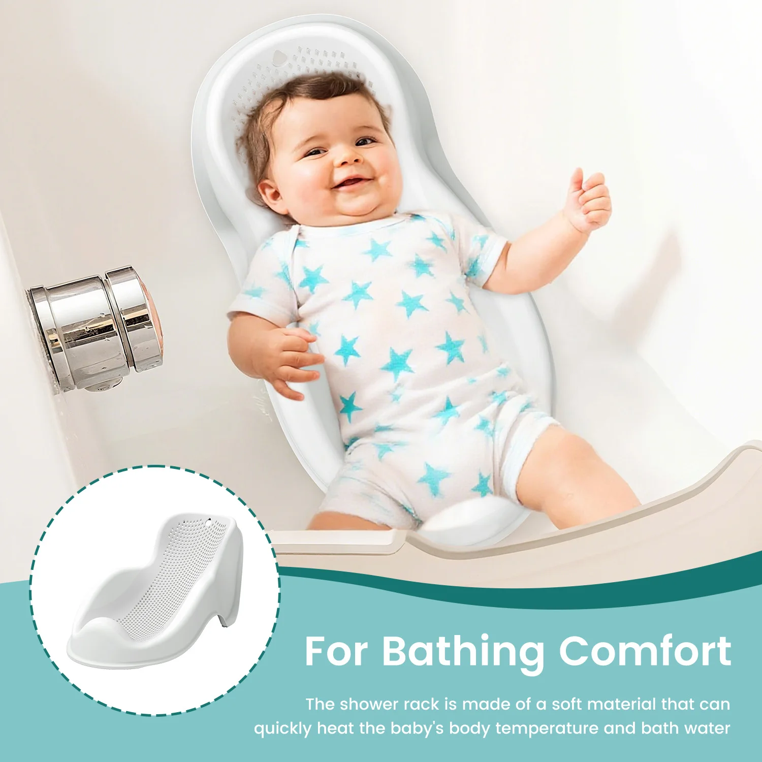 Soft Baby Bath Support for Newborns - Ergonomic, Easy to Clean & Comfortable Anti-Slip Infant Bath Seat with Quick Drying Design