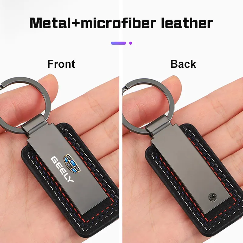 Premium Metal Leather Keychain for Geely, Luxury Car Key Ring Holder, Durable Auto Key Chain Accessory Gift for Men 5