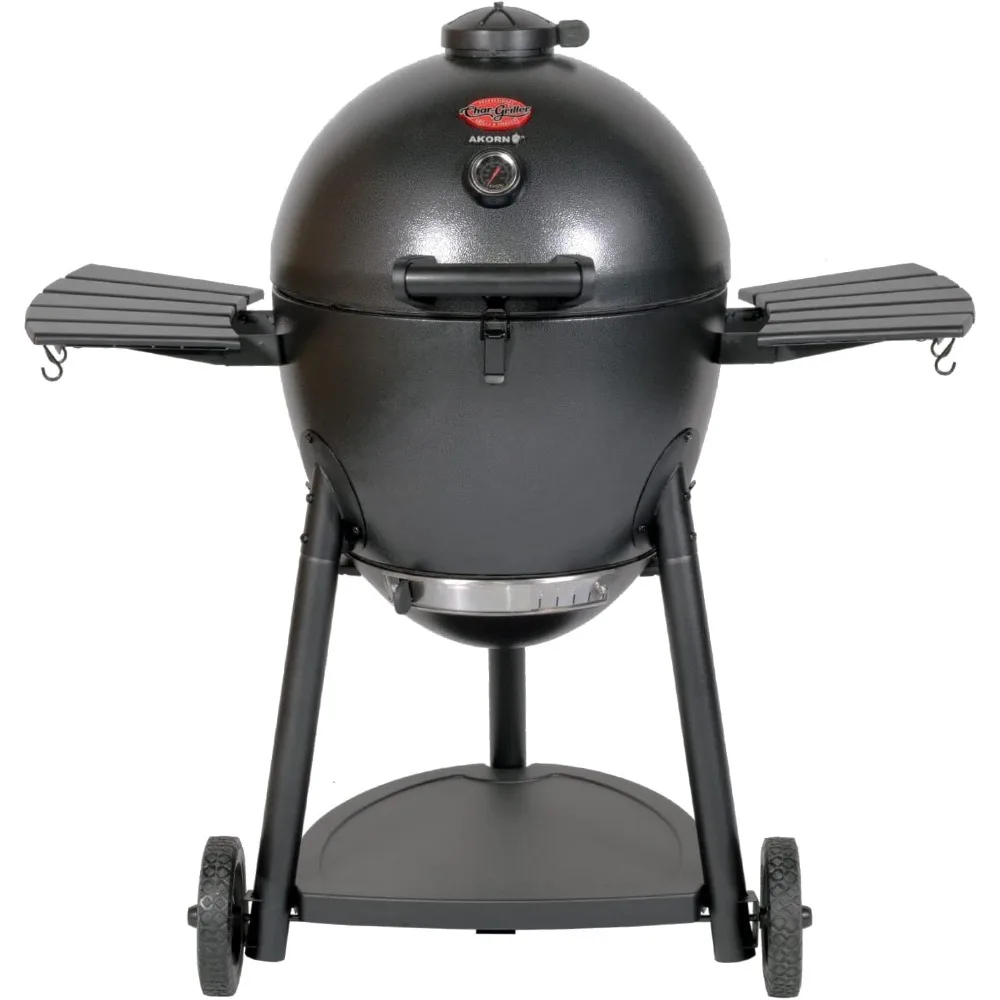 Charcoal Grill and Smoker with Cast Iron Grates, Warming Rack and Locking Lid with 445 Cooking Square Inches in Graphite