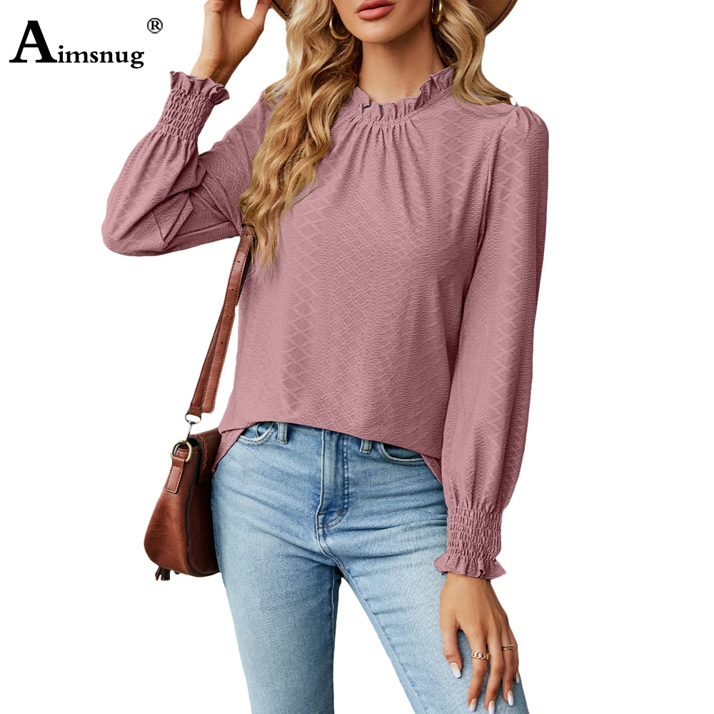 

2024 Women New Summer Boho Round Neck Pink White Tops Women Long Sleeves Fashion Leisure T-Shirt Ladies Simpe Basic Tees Shirt