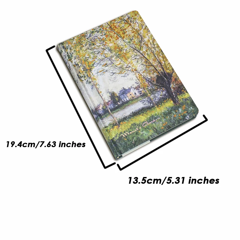 Luxury Color Printed Notebook with Oil Painting Illustrations, Gold Foil Embossed Cover, Vintage Style Diary