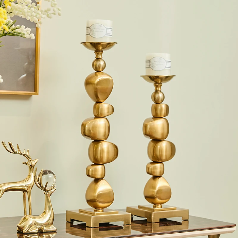 Luxtry Stacking Irregular Geometric Metal Blocks Ornament Candlestick Holder For Dining Table Wedding Christmas Home Decoration