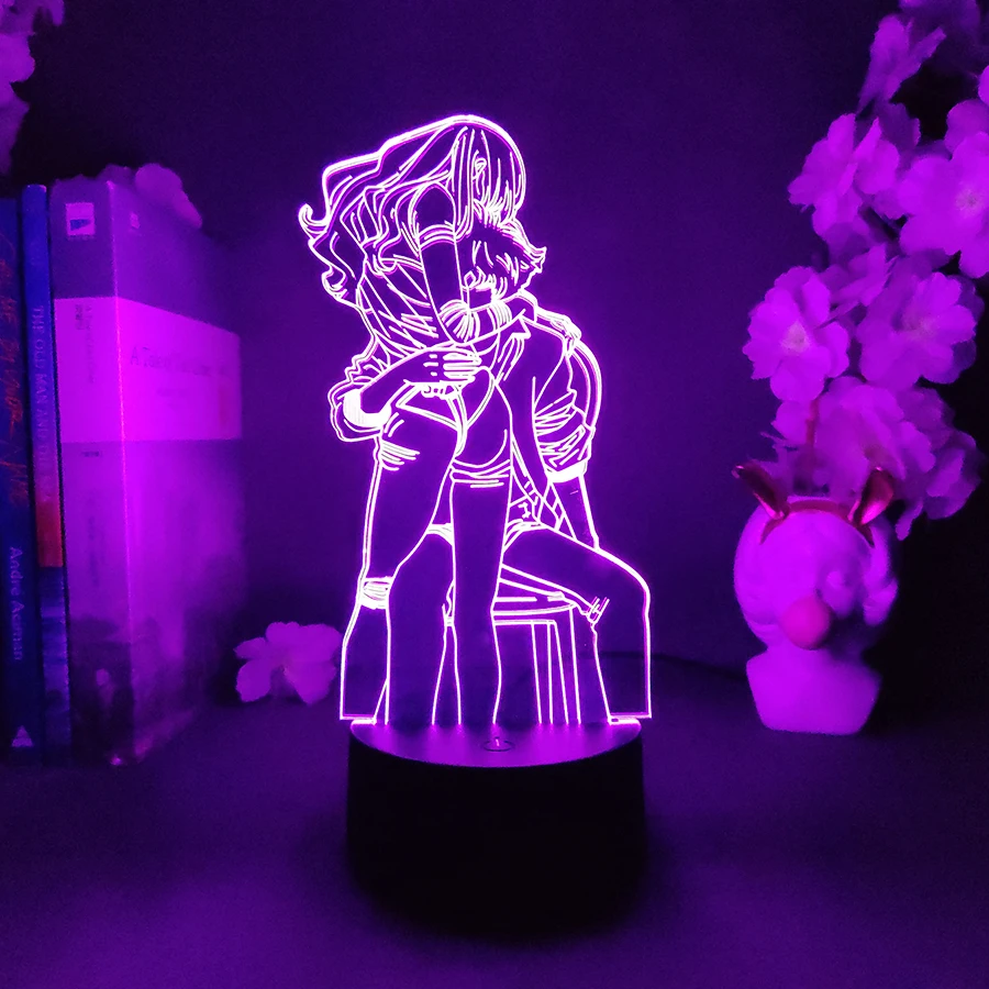 أنيمي جوليا وسبايك ثلاثية الأبعاد الوهم الاكريليك مصباح 7 تغيير لون USB بالطاقة ضوء الليل الديكور هدية عيد الميلاد للأصدقاء الاطفال