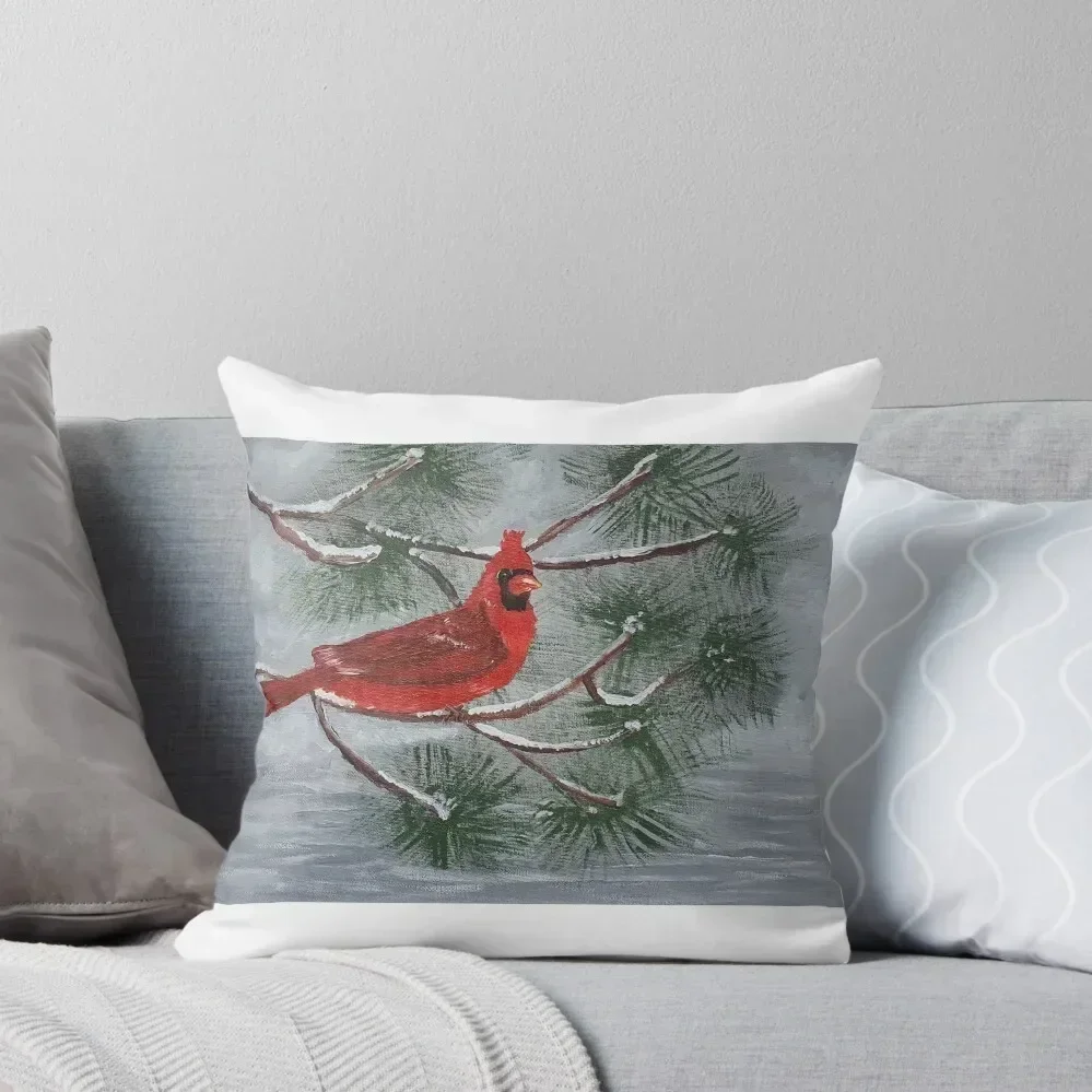 

Redbird in the Snow Throw Pillow luxury covers Pillow Case Christmas luxury sofa pillows Custom Cushion pillow