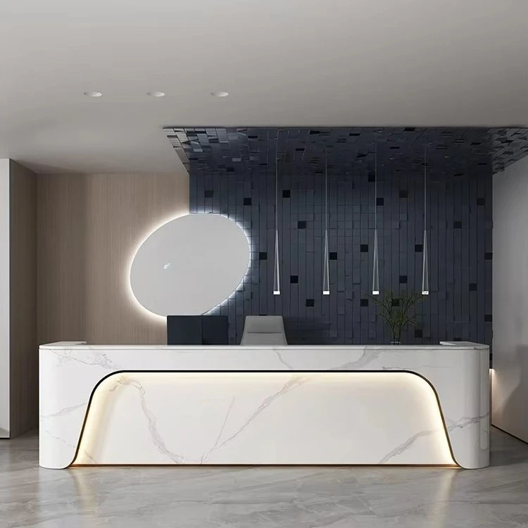 

&c New Design Luxury Wooden Reception Desk Airport Check in Counter Company Office Desk