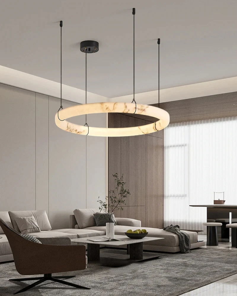 Modern Spanish Marble Chandelier For Kitchen Island Dining Table Living Room Bedroom Luxury Round Hanging Lamp