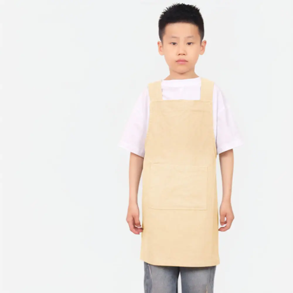 Kids Drawing Art Smock For School Crafting Painting Kitchen Cooking Japanese Style Linen Bib Protective Apron Wear
