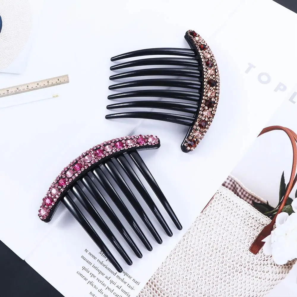 

Fashion Design Acrylic Women All-match Colorful Korean Style Headwear Rhinestone Hair Comb Hair Accessories Seven-tooth Comb