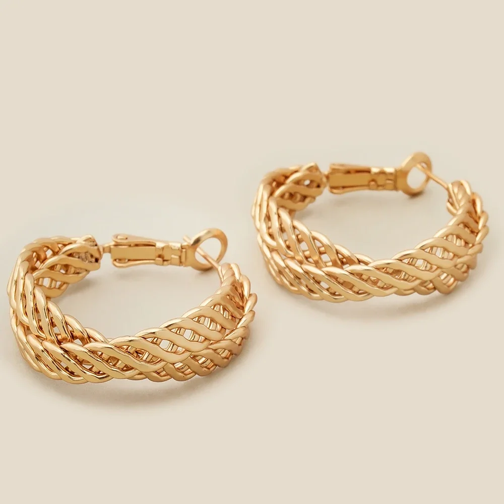 

AB/ Copper alloy unique cross-weave design for women's hoop earrings