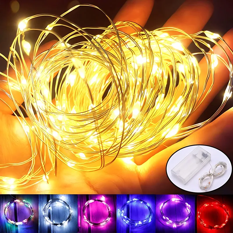 30Leds String Lights Battery Operated Copper Wire Garland Lamp Outdoor Waterproof Fairy Lighting for Xmas Wedding Party Decor