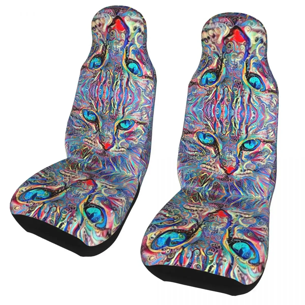 Psychedelic Blue Violet Cat Universal Car Seat Cover Four Seasons Travel Auto Seat Cover Fabric Hunting