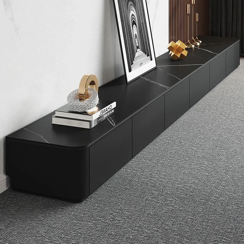 black design tv stands unique long creative decoration Low rectangle modern tv table Save space muebles lounge suite furniture