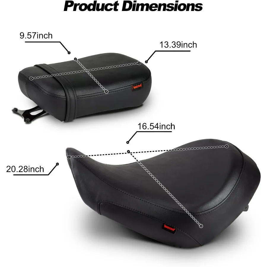 Motorcycle Driver Passenger Seat Black Without Pattern Compatible with Shadow Aero VT750C 20042024