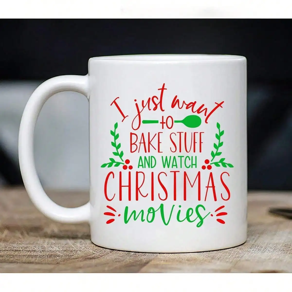 Funny Christmas Mug, Movie Watching Coffee Mug, Ceramic Tea Cup 11 Oz, XMAS Gift For Mom Wife Sister Grandma