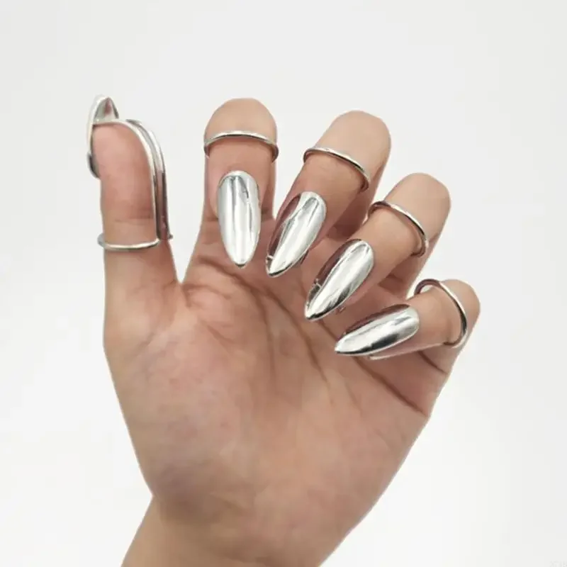Edgy Stackable Metal Finger Rings Set of 5 Unique Claw Design Jewelry Pieces