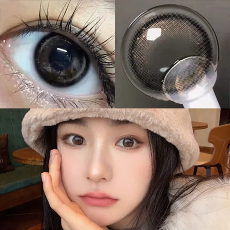 Lentes de contacto graduadas de Color con número de dioptrías, lentes negras, lentes de animación para estudiantes, Cosméticos de belleza del año