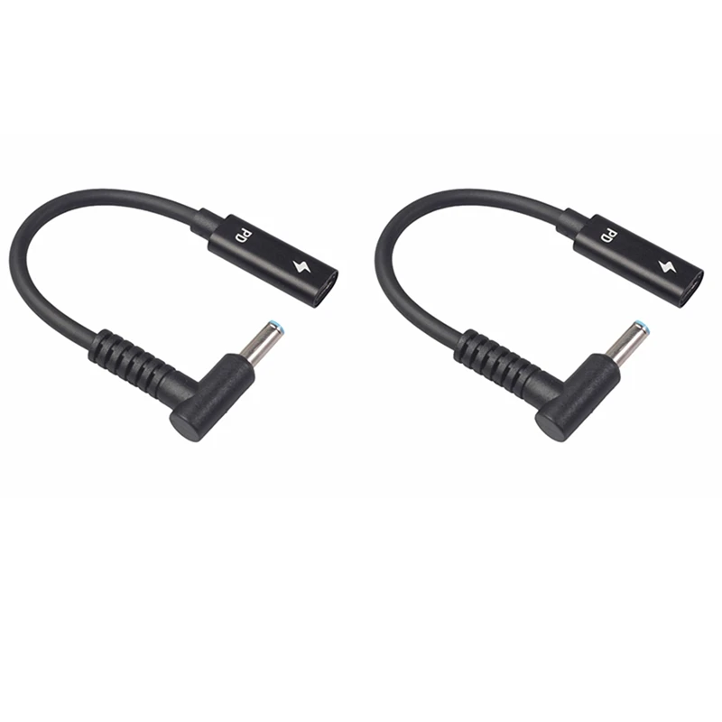 2X USB Type C Female To HP4506 Male 90° Adapter Cable 4.5X3.0Mm Plug Dc Power Converter With PD Sensor Chip For HP