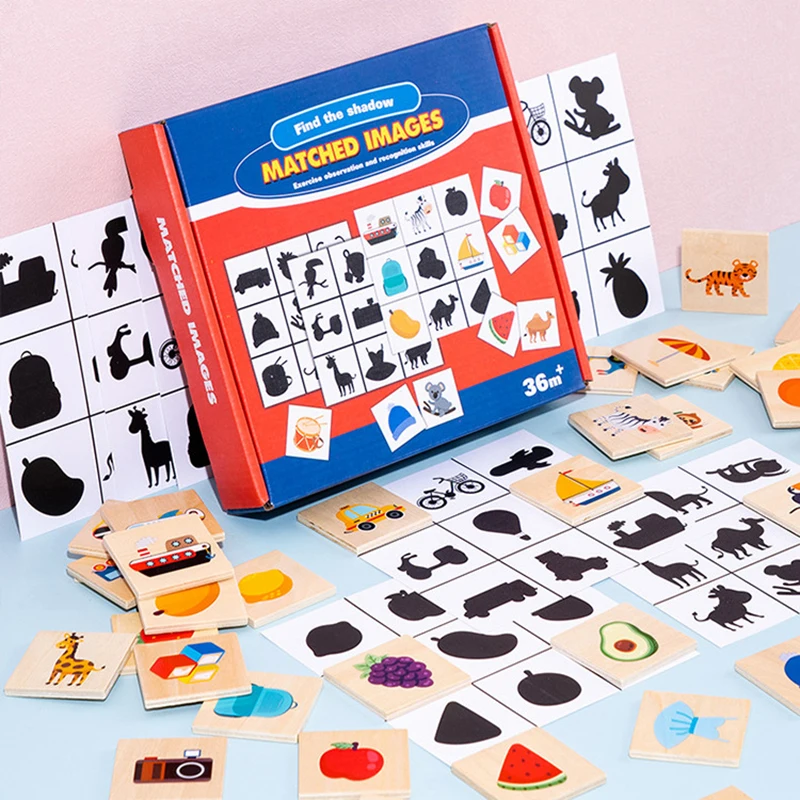 

Деревянная игрушка Монтессори для детей, фигурка животного, фрукты, тени, искусственная головоломка, игра для раннего развития