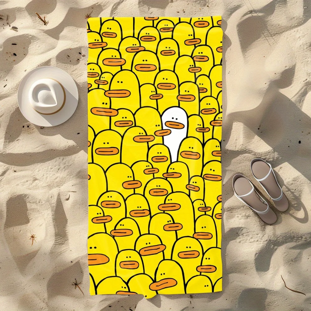 1pc of Amusing Beach Towel Featuring a Yellow Duck Design: Make a Statement at The Beach!