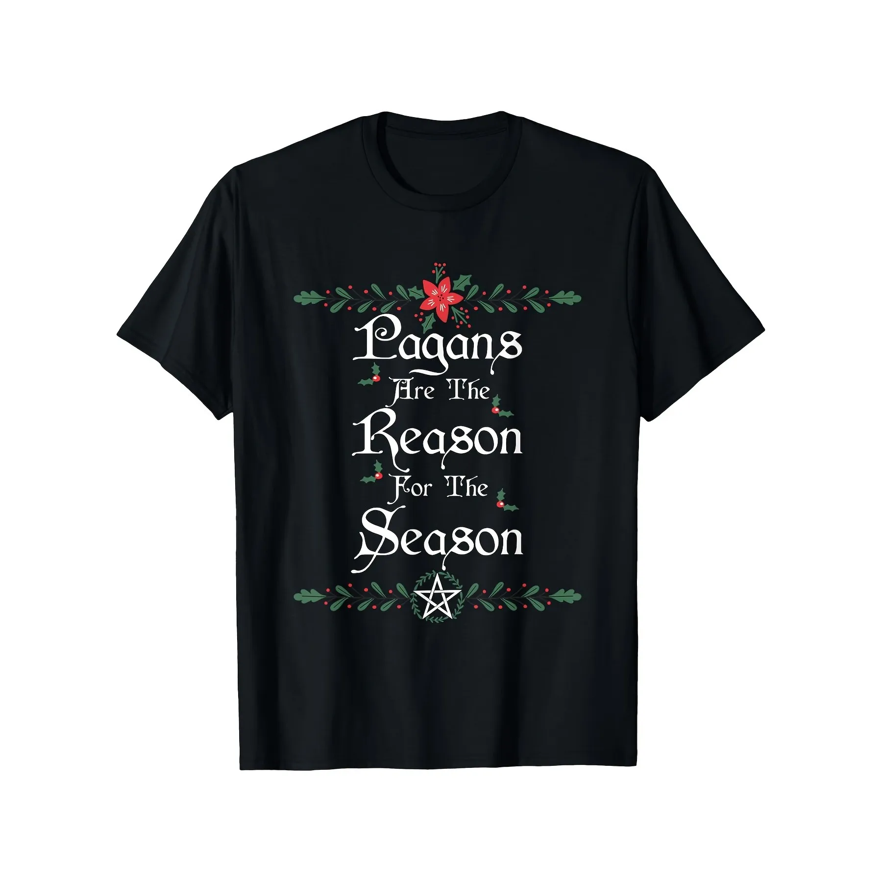 Pagans Are The Reason For The Season T-Shirt Retro Yule Graphic Tee Premium Cotton Casual Short Sleeve Unisex Summer Top