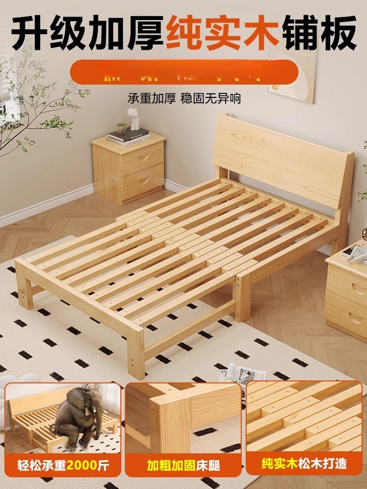 Full solid wood telescopic bed multi-functional folding sofa bed dual-purpose small apartment pull-out bed