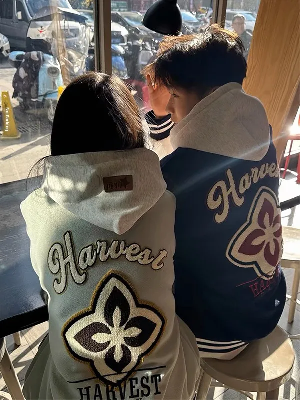 

Свободный крой с вышивкой, бейсбольный джемпер для мужчин и женщин, весна-осень, новое модное брендовое пальто для пар, блузка-джатка