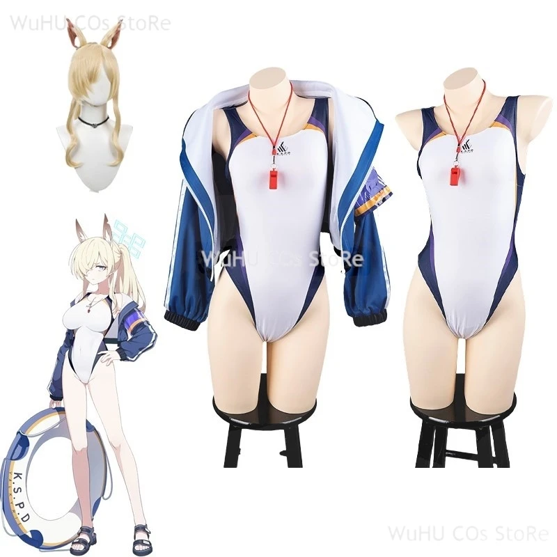 

Game Blue Archive Ogata Kanna Swimsuit Cosplay Costume Cos Kanna Wig Halo Game Party Uniform Hallowen Play Role Clothes Clothing