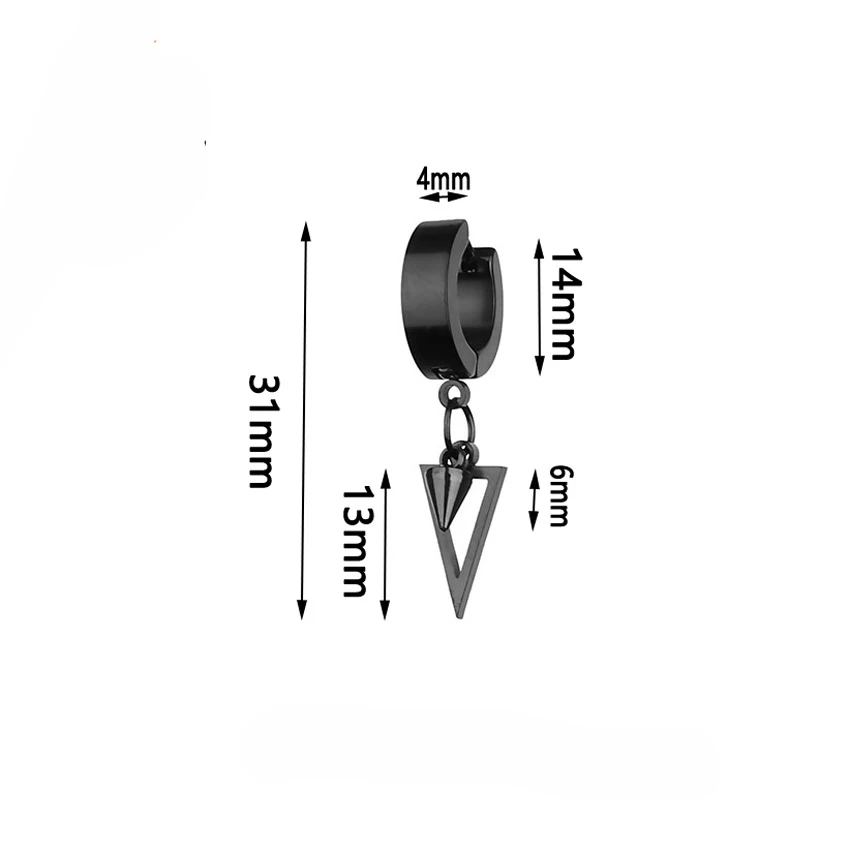 1 Pair Unisex Punk Drop Earrings For Women Men Jewelry Accessories Stainless Steel Geometric Triangle Spike Cone Earring Gift