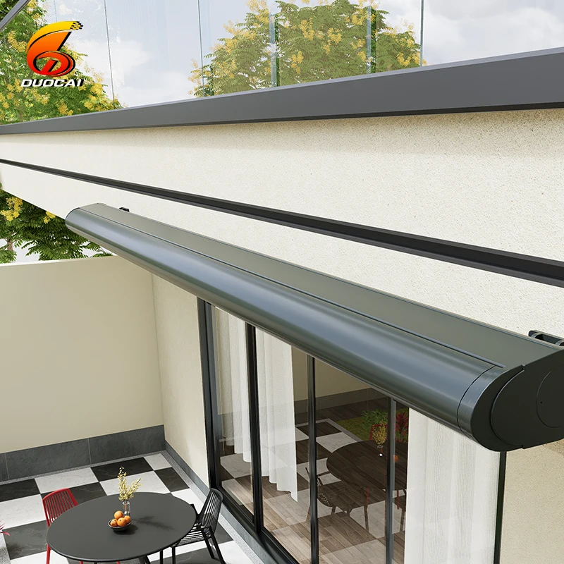 

Rooftop Electric Retractable Roof Wall Hanging Balcony Awning with Light Emitting Diode Light