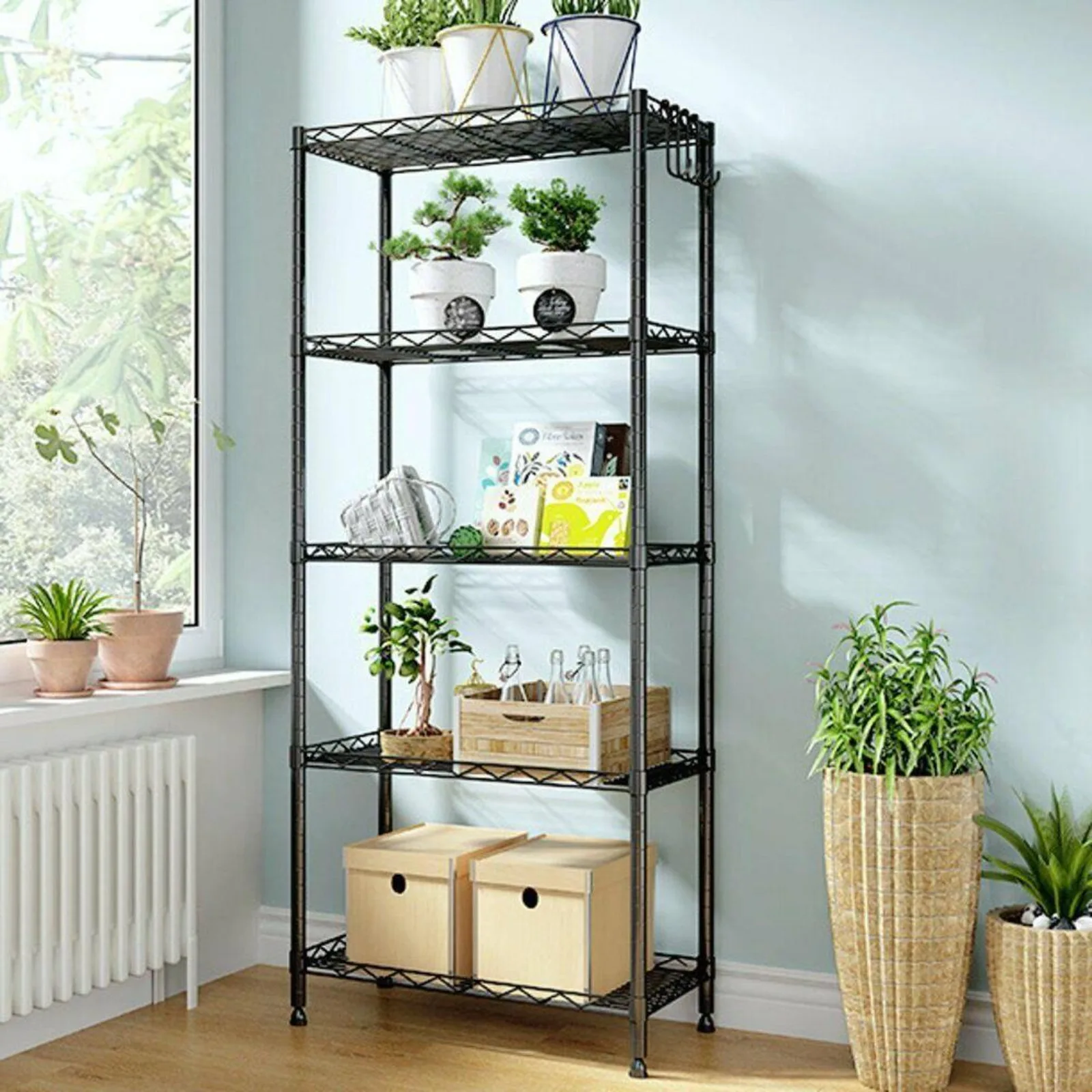 

US 5 Tier Layer Shelf Adjustable Wire Metal Shelving Rack Garage Storage Organizer