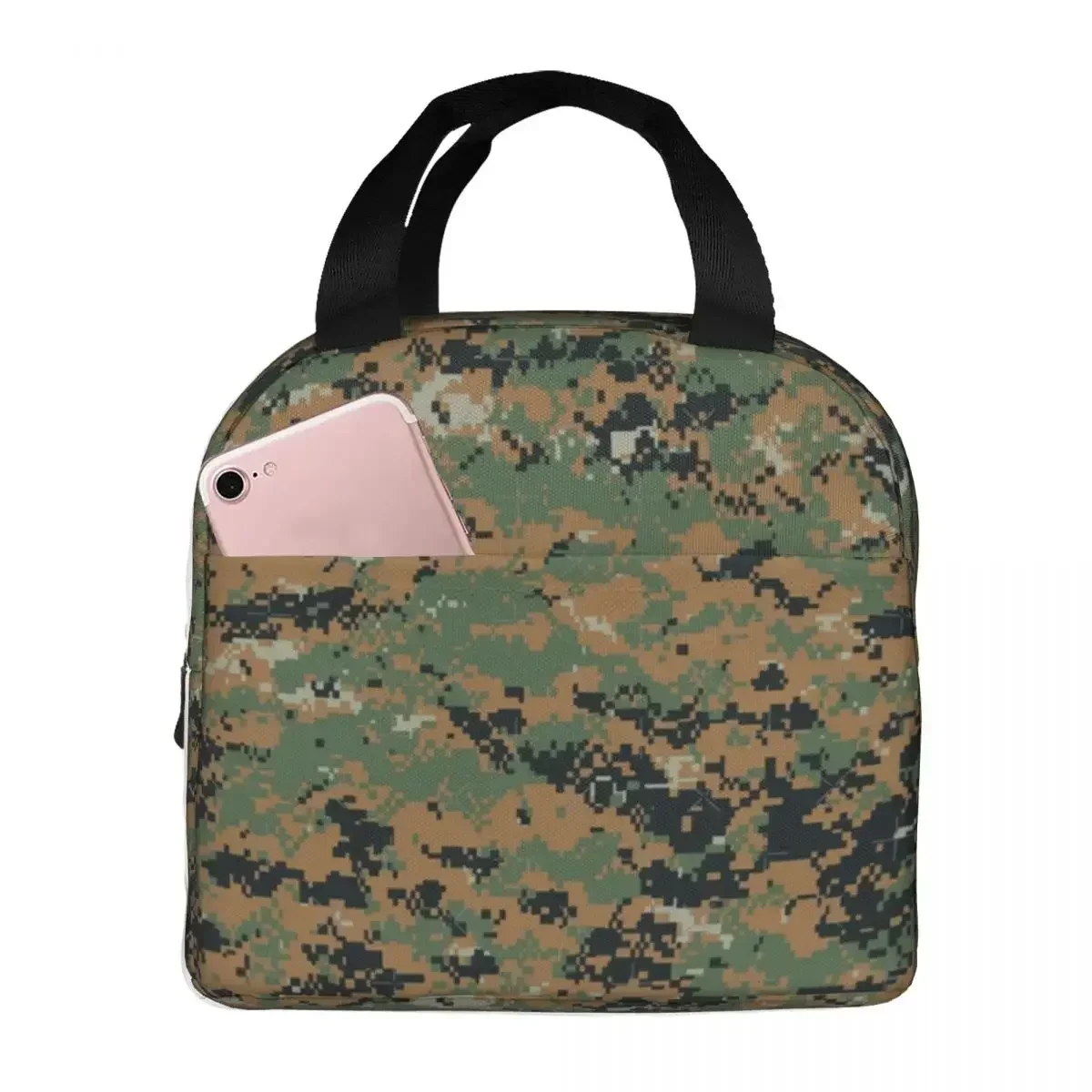 Marpat Woodland Camouflage Insulated Lunch Bags Portable Army Military Camo Meal Container Cooler Bag Tote Lunch Box Bento Pouch